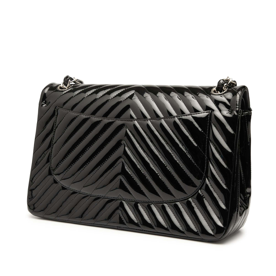 Chanel Classic Chevron Double rabat Jumbo Cuir