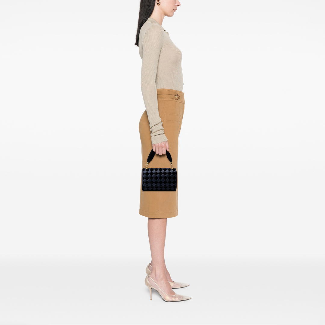 Bottega Veneta Velours and Satin Intrecciato Top Handle Bag Bleu – GABY PARIS Authentique