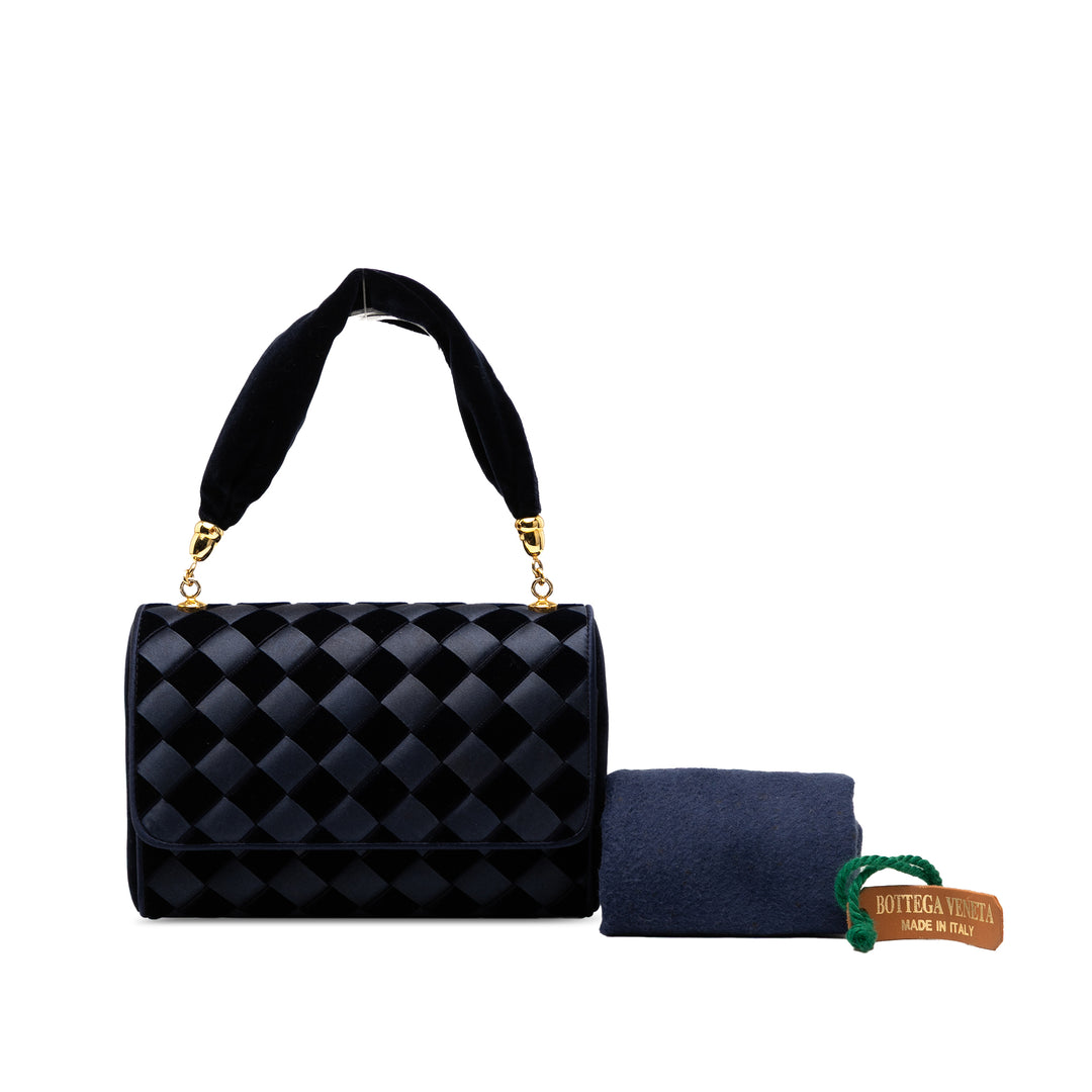 Bottega Veneta Velours and Satin Intrecciato Top Handle Bag Bleu – GABY PARIS Authentique