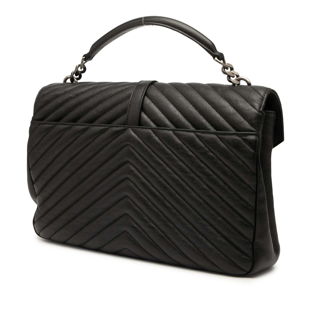 Saint Laurent Large Chevron Sheepskin Monogram College Bag