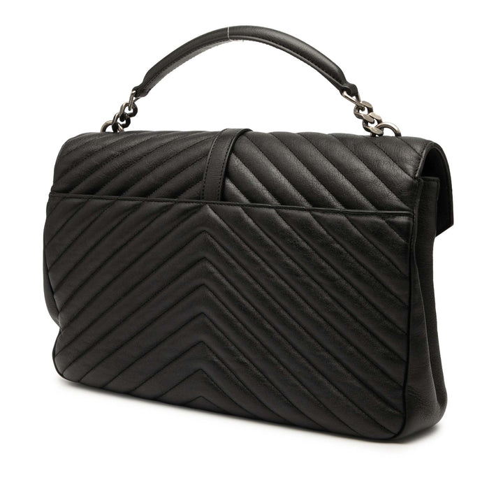Saint Laurent Large Chevron Sheepskin Monogram College Bag