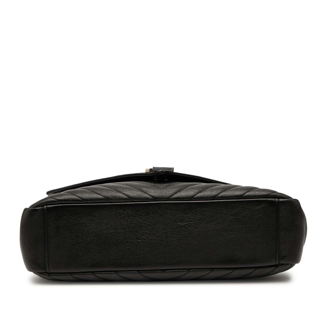 Saint Laurent Large Chevron Sheepskin Monogram College Bag