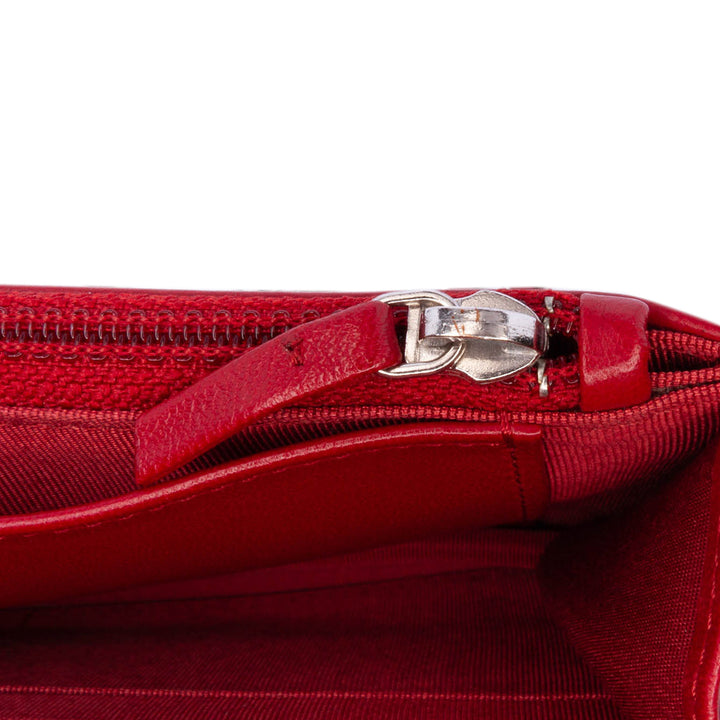 CC Lambskin Wallet on Chain Red - Gaby Paris