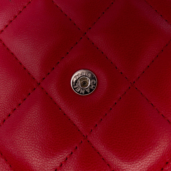 CC Lambskin Wallet on Chain Red - Gaby Paris