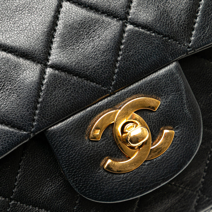 Medium Classic Lambskin Double Flap Black - Gaby Paris