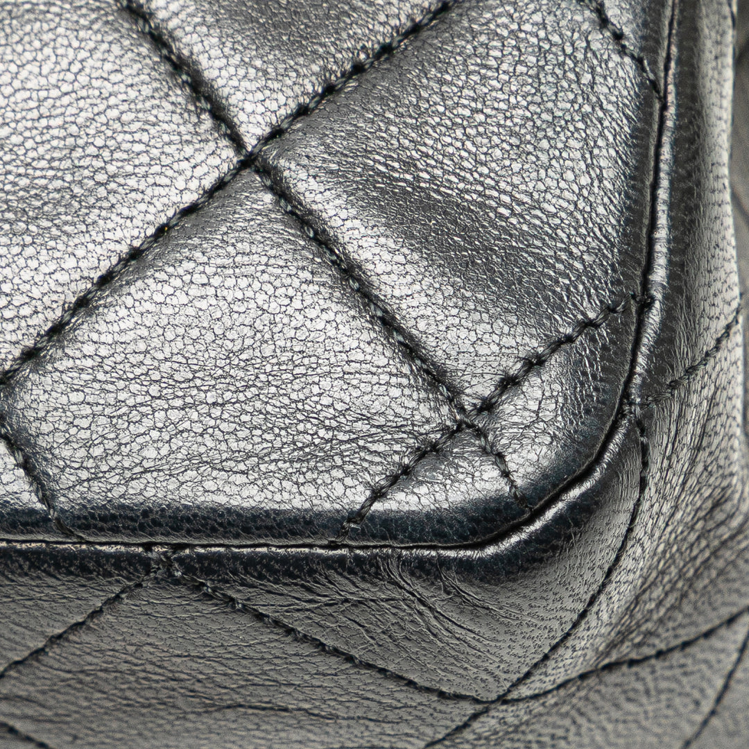 Medium Classic Lambskin Double Flap Black - Gaby Paris