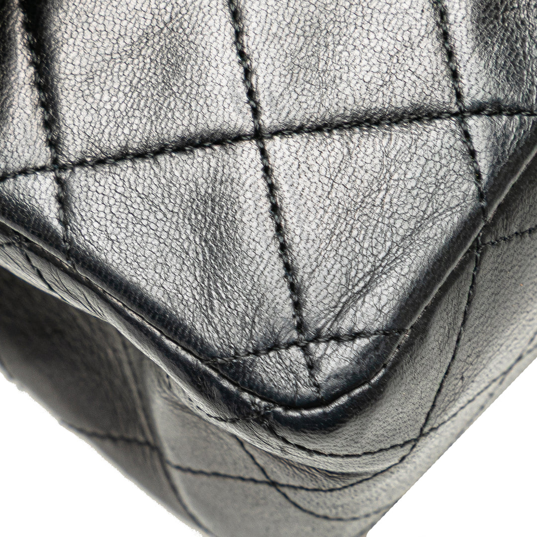 Medium Classic Lambskin Double Flap Black - Gaby Paris