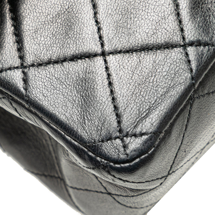 Medium Classic Lambskin Double Flap Black - Gaby Paris