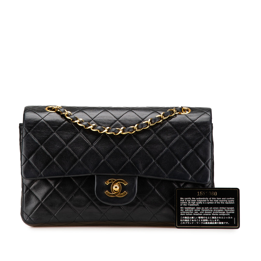 Medium Classic Lambskin Double Flap Black - Gaby Paris