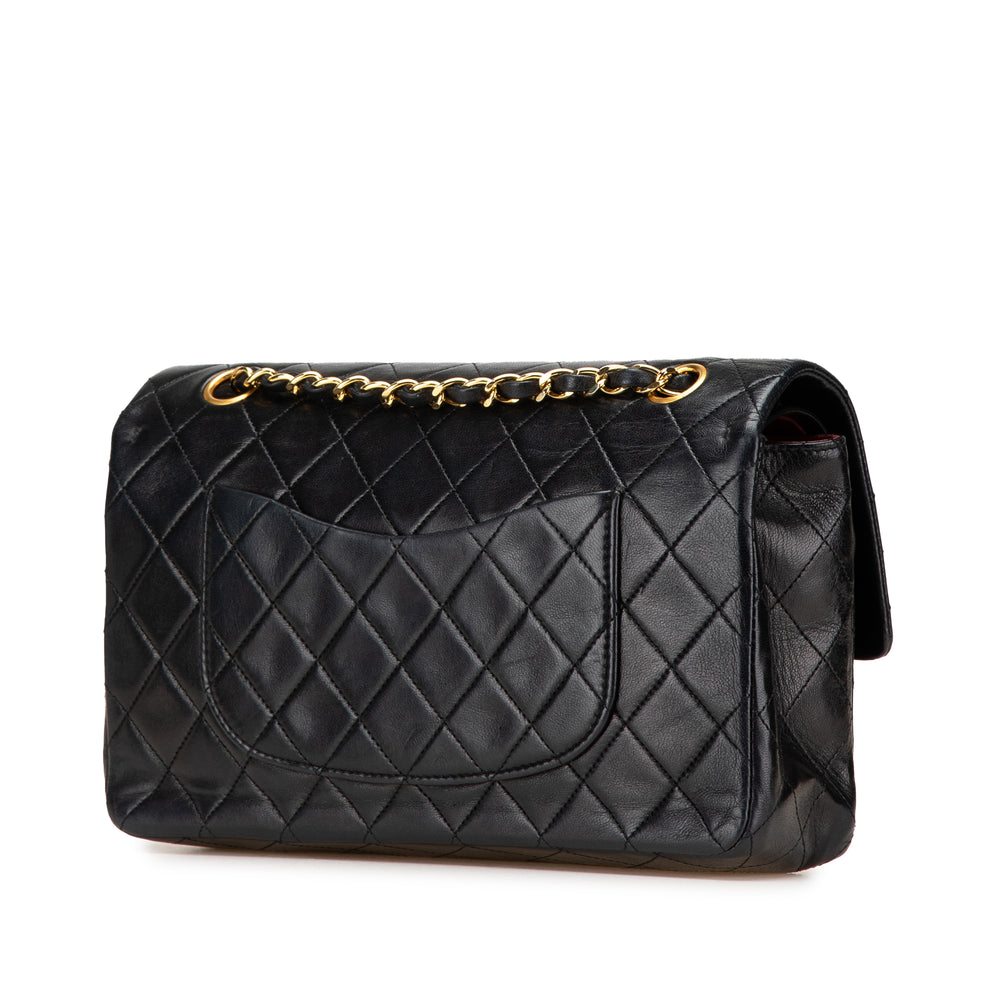 Medium Classic Lambskin Double Flap Black - Gaby Paris