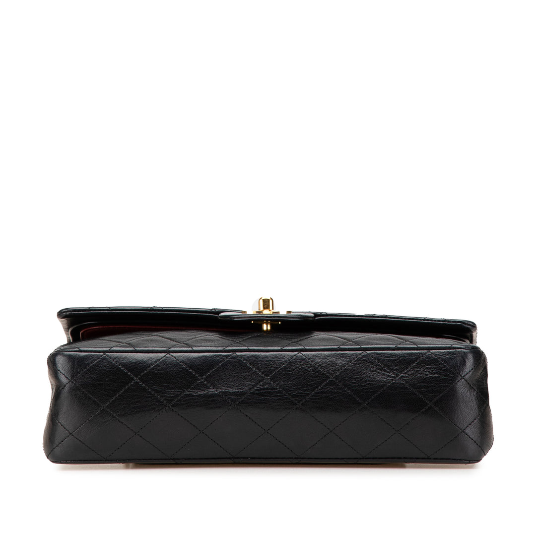 Medium Classic Lambskin Double Flap Black - Gaby Paris