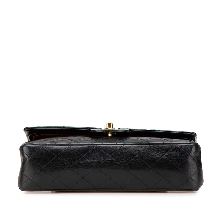 Medium Classic Lambskin Double Flap Black - Gaby Paris