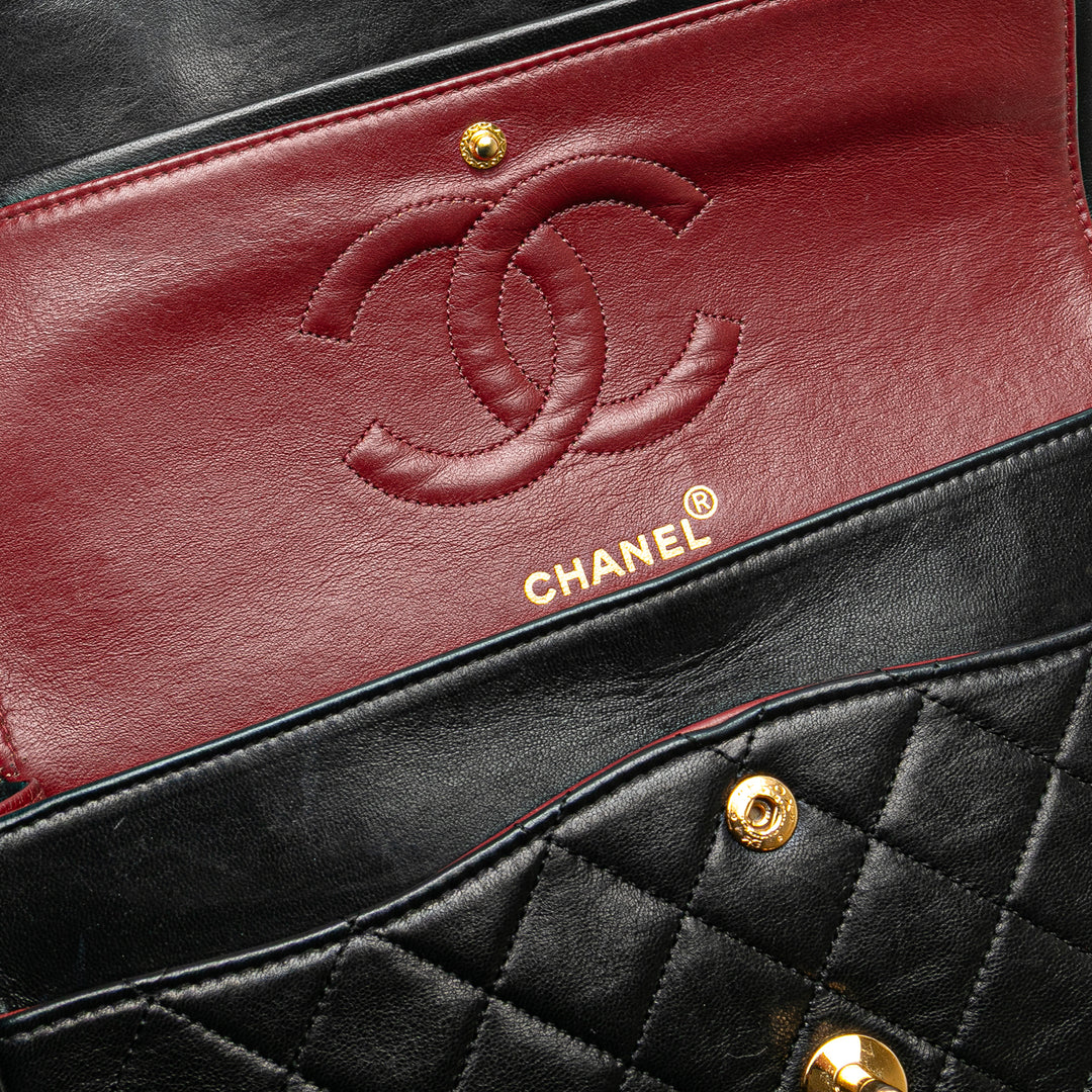 Medium Classic Lambskin Double Flap Black - Gaby Paris