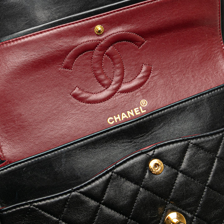 Medium Classic Lambskin Double Flap Black - Gaby Paris