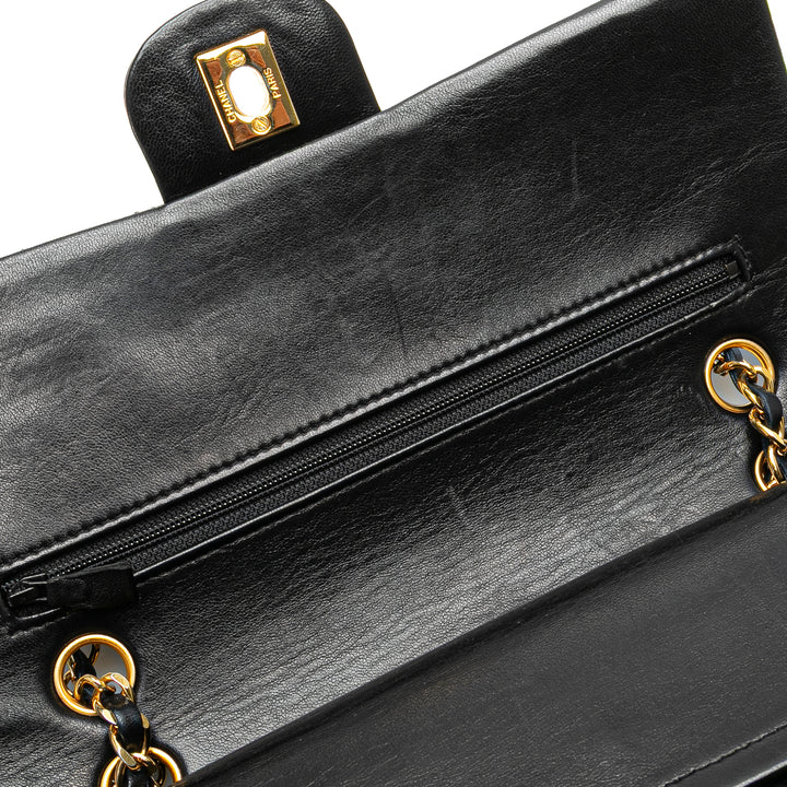 Medium Classic Lambskin Double Flap Black - Gaby Paris