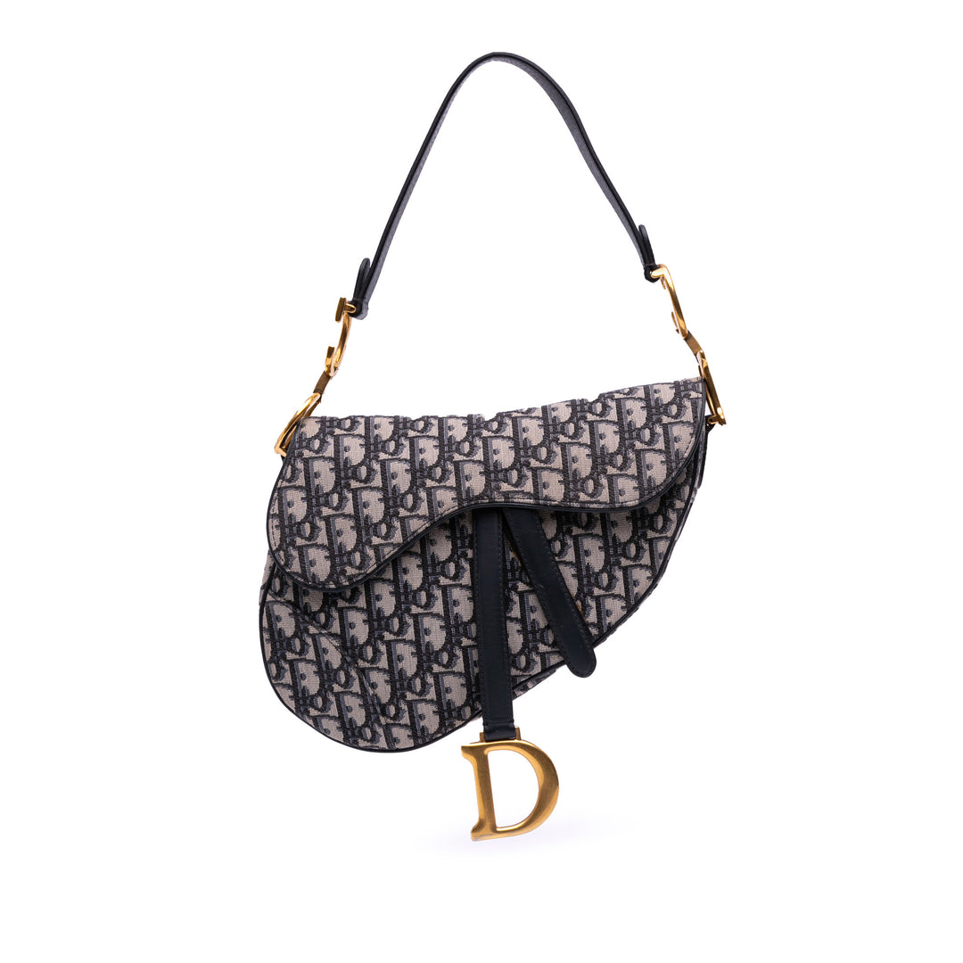 Oblique Canvas Saddle Bag Blue - Gaby Paris