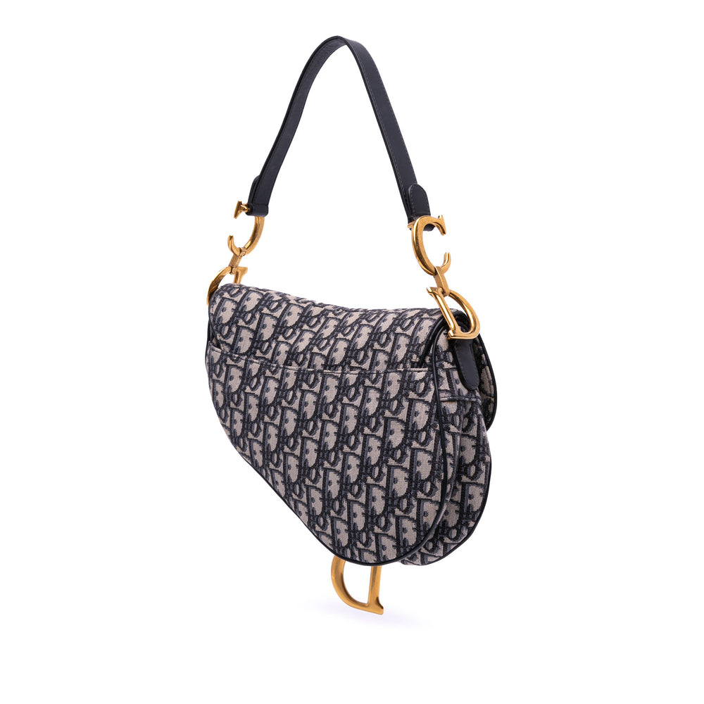 Oblique Canvas Saddle Bag Blue - Gaby Paris