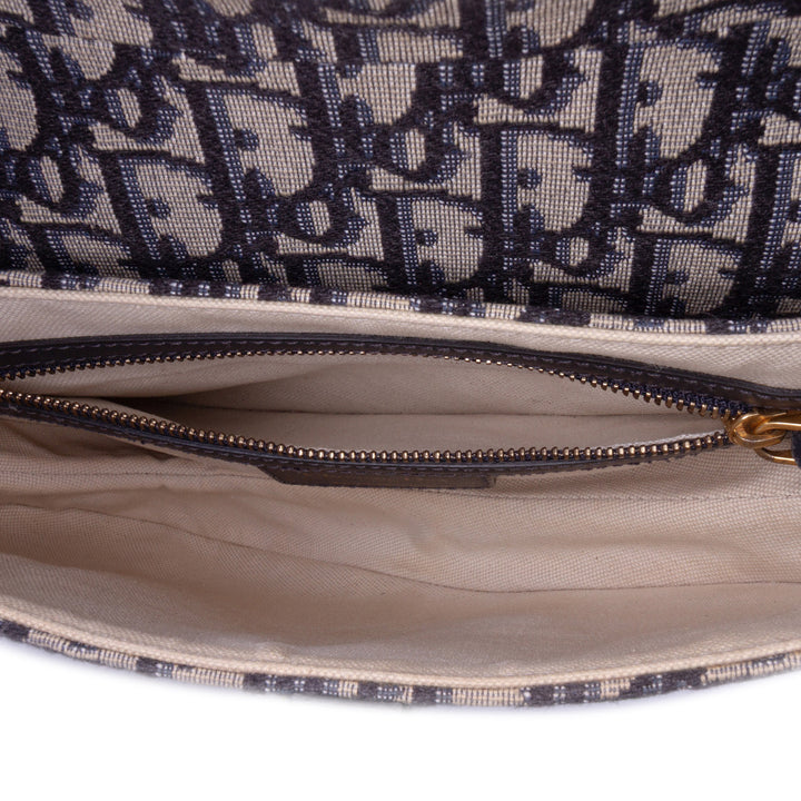 Oblique Canvas Saddle Bag Blue - Gaby Paris