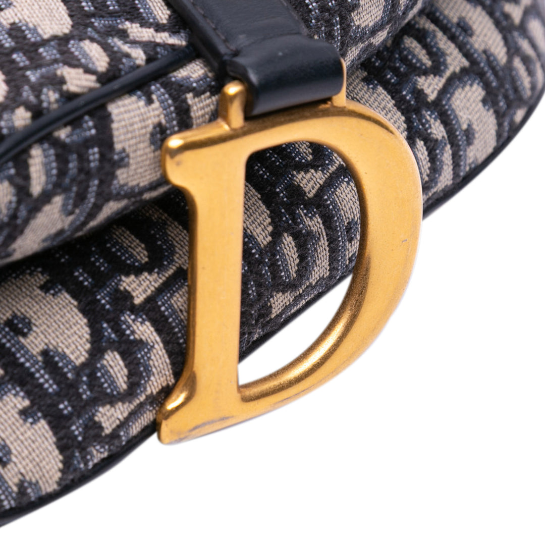 Oblique Canvas Saddle Bag Blue - Gaby Paris