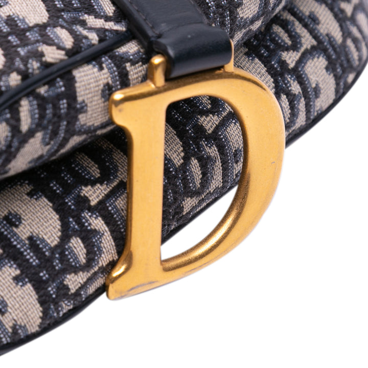 Oblique Canvas Saddle Bag Blue - Gaby Paris