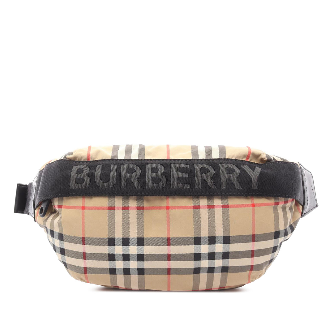 House Check Nylon Sonny Belt Bag Brown - Gaby Paris