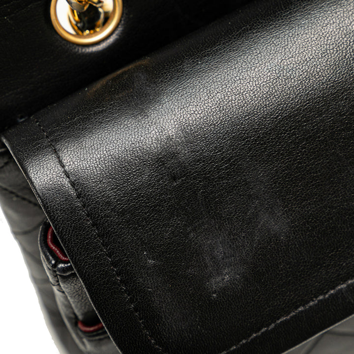 Medium Classic Lambskin Double Flap Black - Gaby Paris