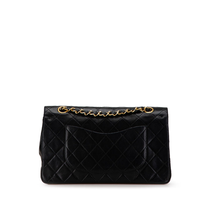 Medium Classic Lambskin Double Flap Black - Gaby Paris