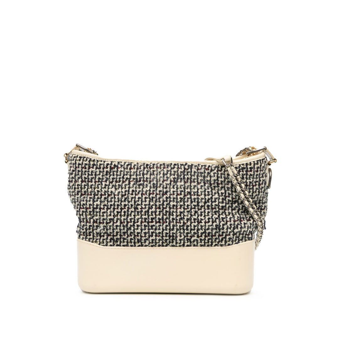 Medium Tweed and Lambskin Gabrielle Crossbody Blue - Gaby Paris