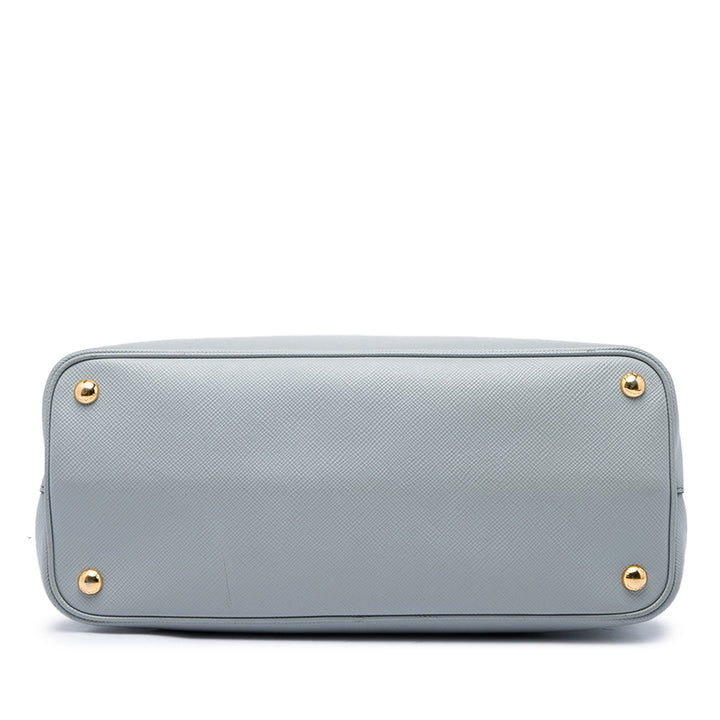 Double Sac Moyen Saffiano Gris