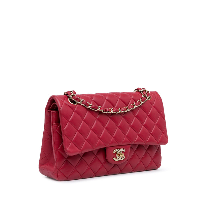 Medium Classic Lambskin Double Flap Red - Gaby Paris