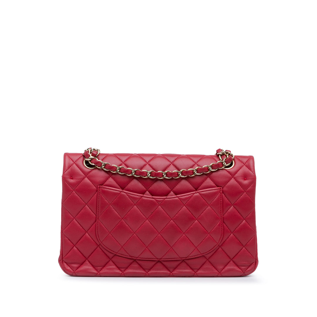 Medium Classic Lambskin Double Flap Red - Gaby Paris