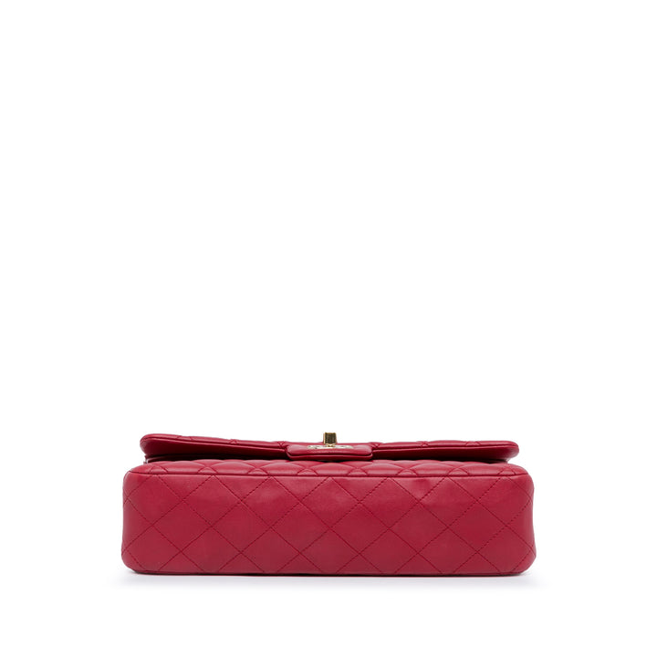 Medium Classic Lambskin Double Flap Red - Gaby Paris