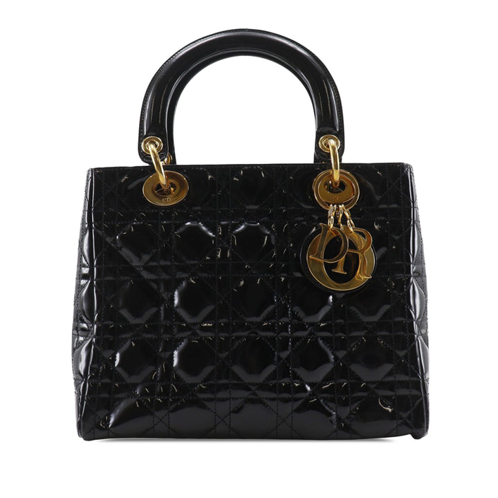 Dior Medium Cuir verni Cannage Lady Dior