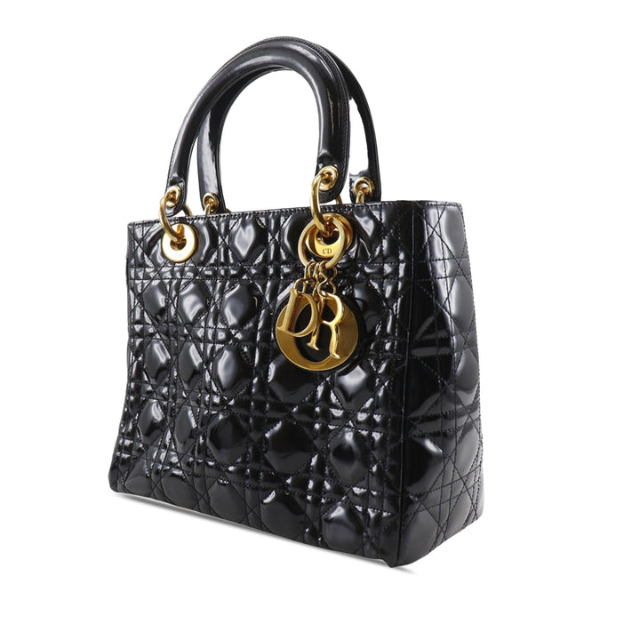 Dior Medium Cuir verni Cannage Lady Dior