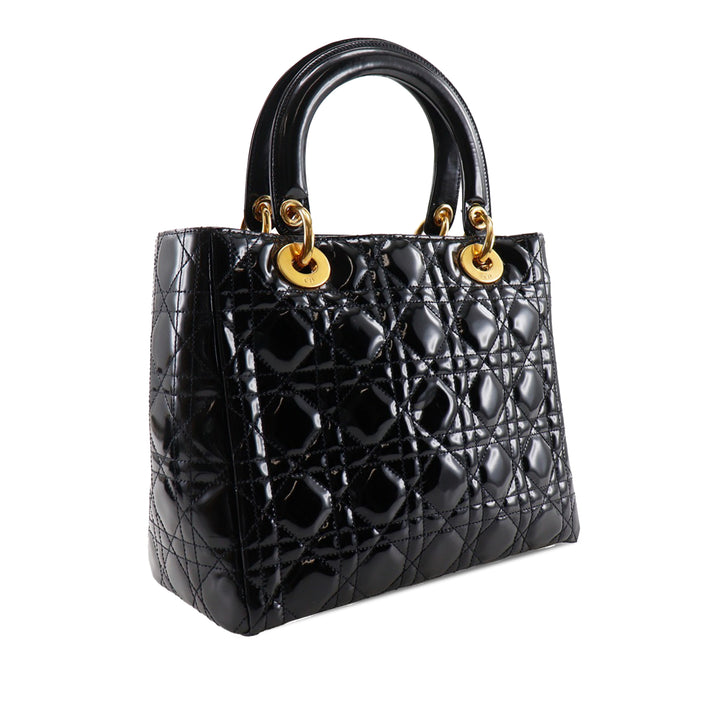 Dior Medium Cuir verni Cannage Lady Dior