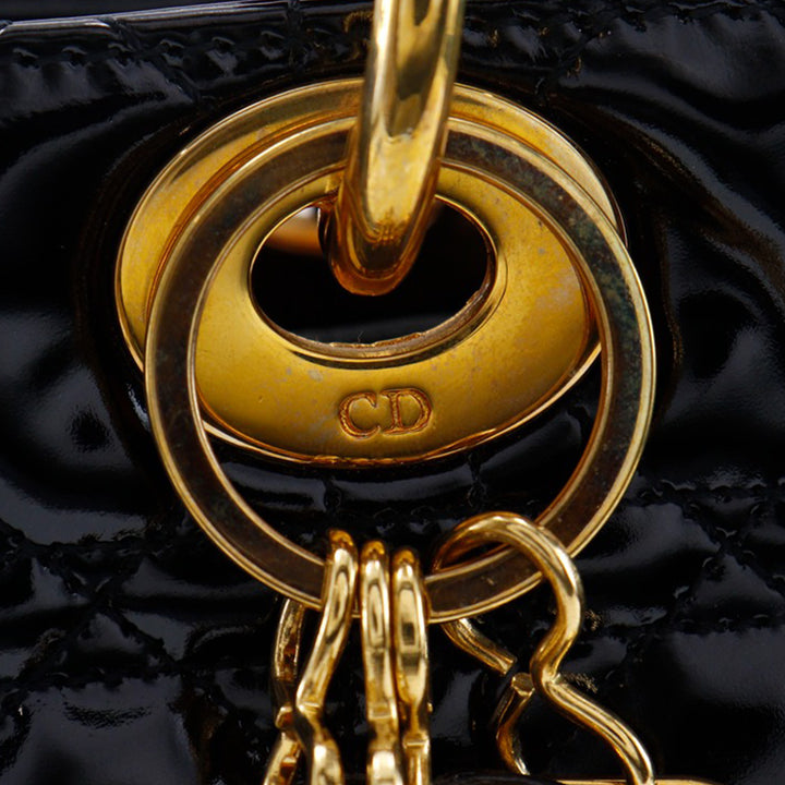 Dior Medium Cuir verni Cannage Lady Dior