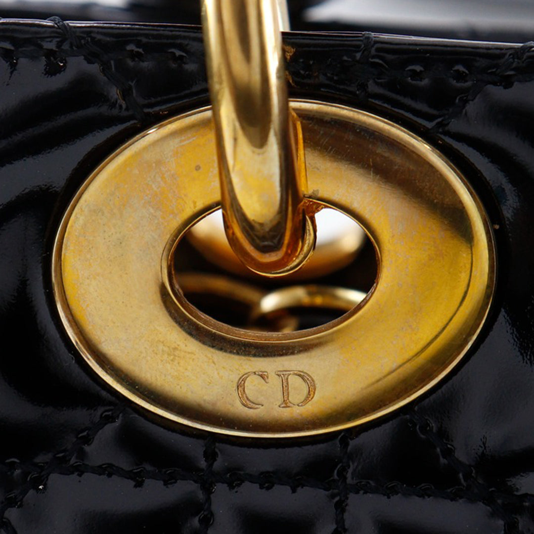 Dior Medium Cuir verni Cannage Lady Dior