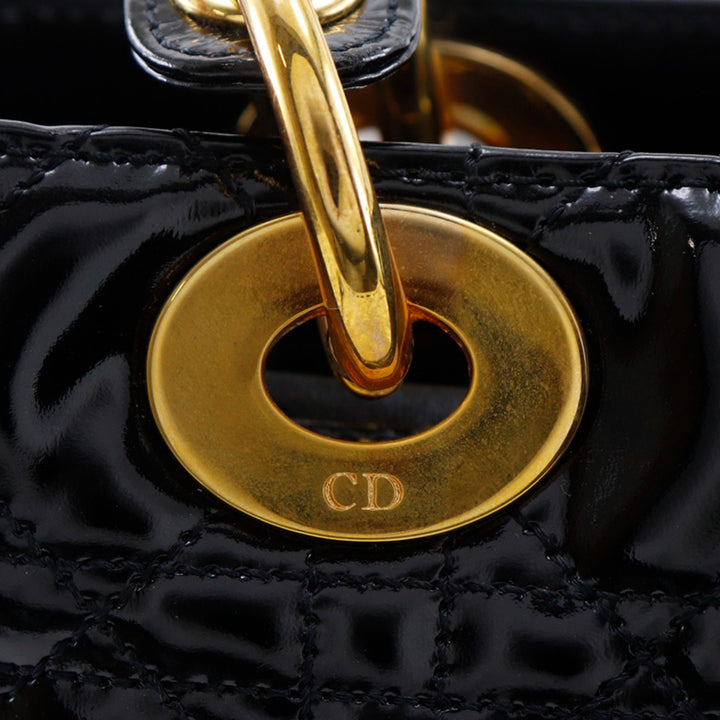 Dior Medium Cuir verni Cannage Lady Dior