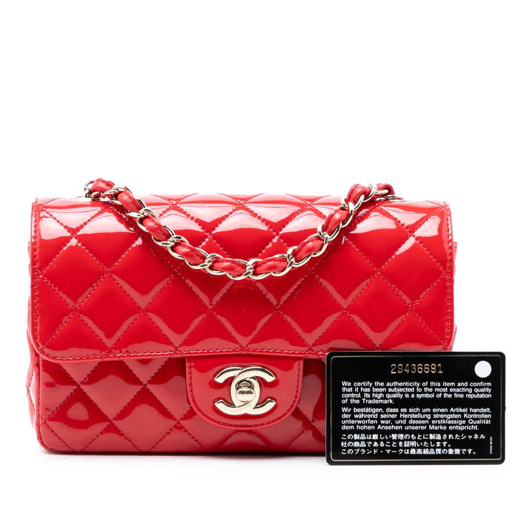 Chanel Mini Rectangular Classic Cuir verni Simple rabat