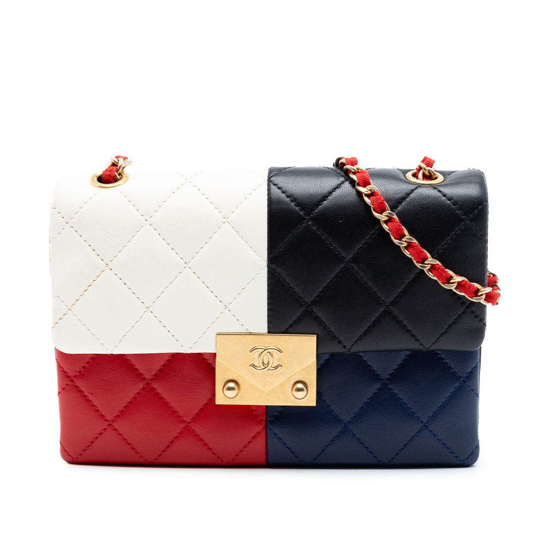 Chanel Matelassé Colorblock Pagoda à rabat Cuir d'agneau