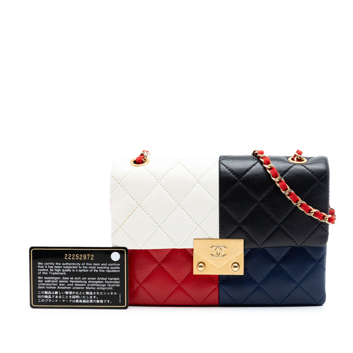 Chanel Matelassé Colorblock Pagoda à rabat Cuir d'agneau