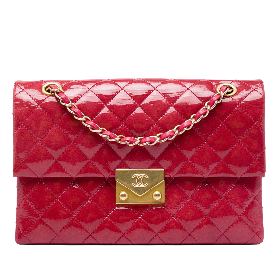 Chanel Matelassé de chèvre Pagoda Accordion à rabat Cuir de chèvre Rouge – vue principale – GABY PARIS