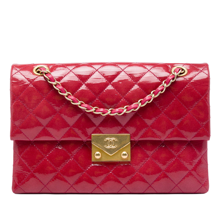 Chanel Matelassé de chèvre Pagoda Accordion à rabat Cuir de chèvre Rouge – vue principale – GABY PARIS