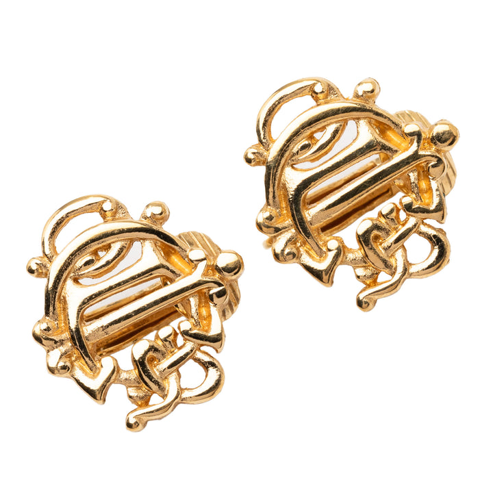 Dior plaqué Logo Clip On Boucles d’oreilles