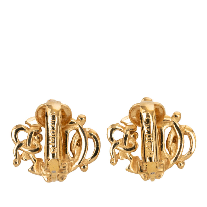 Dior plaqué Logo Clip On Boucles d’oreilles