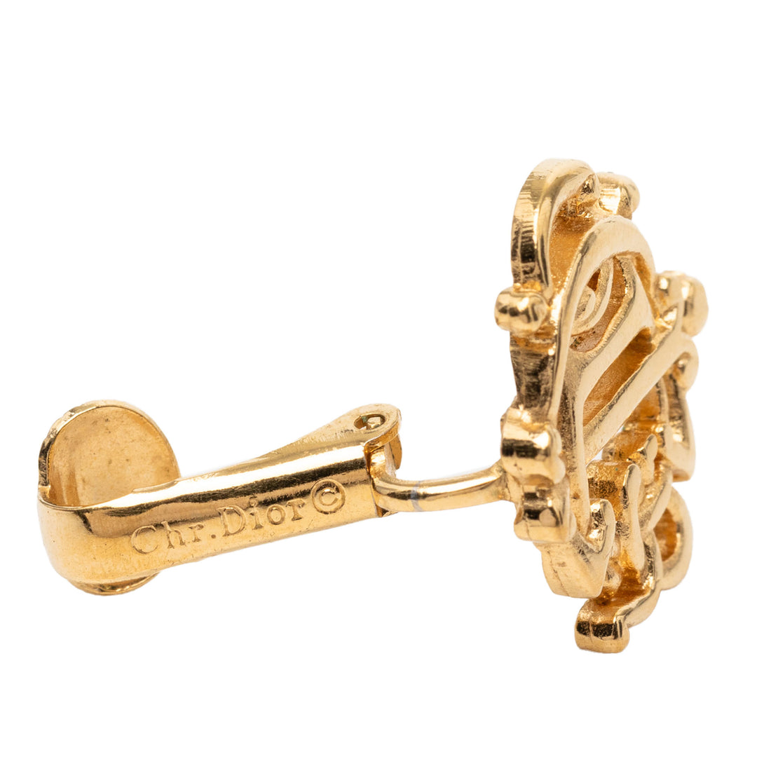 Dior plaqué Logo Clip On Boucles d’oreilles