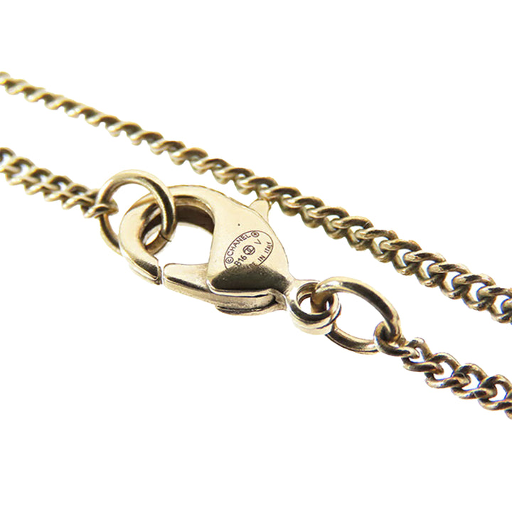 Gold Plated CC Bow Crystal Pendant Necklace Gold - Gaby Paris