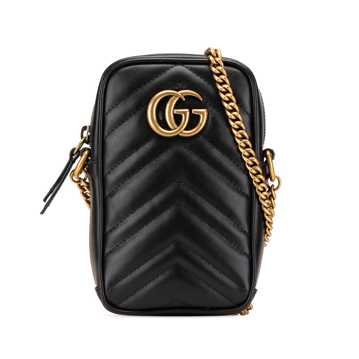 Gucci Mini GG Marmont Matelasse Cuir Sac porté croisé Noir