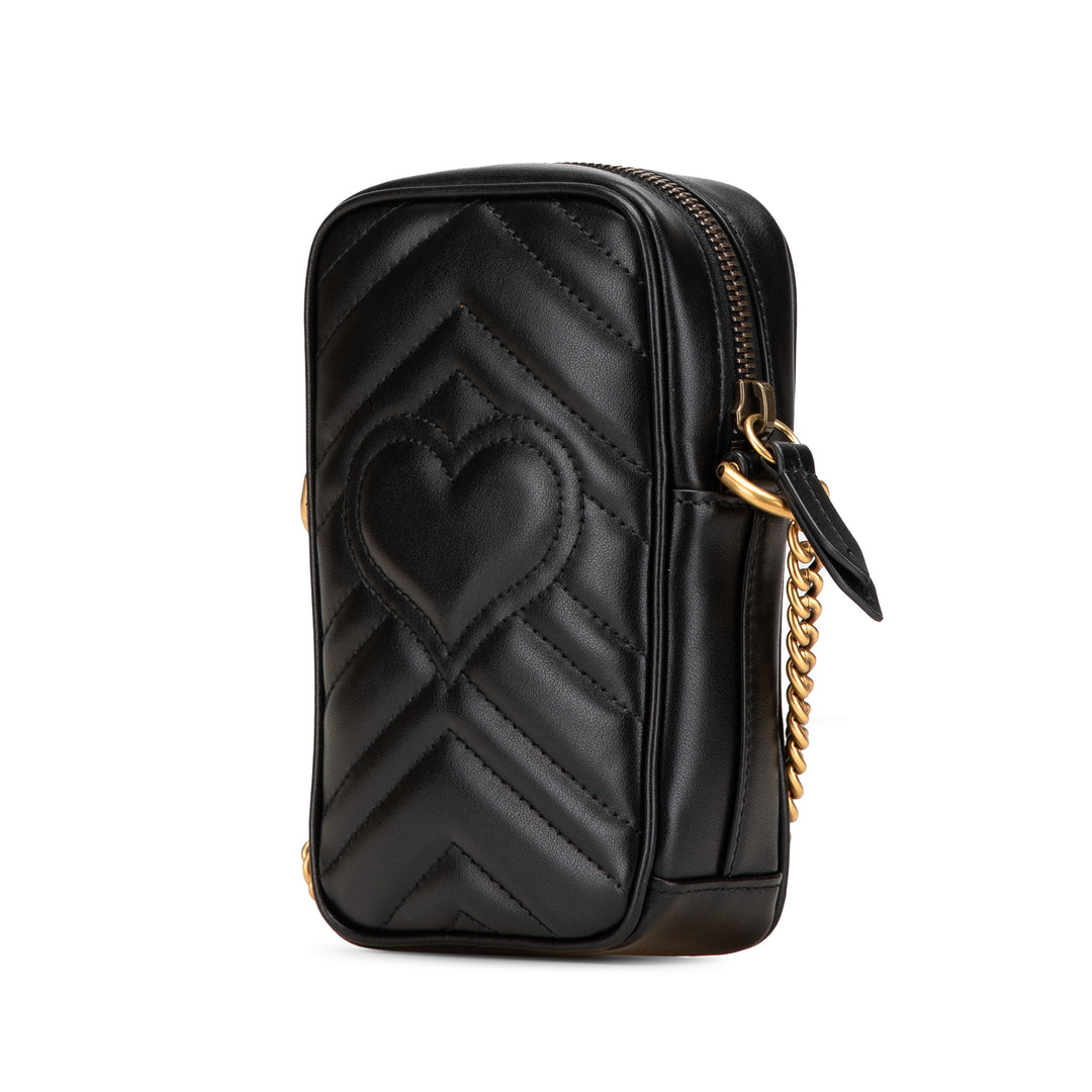 Gucci Mini GG Marmont Matelasse Cuir Sac porté croisé Noir