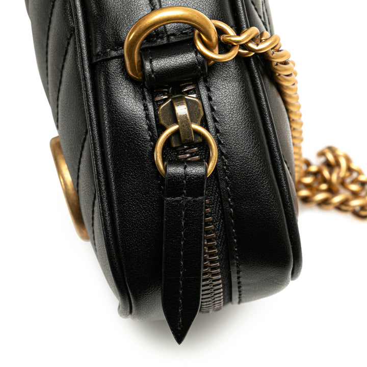 Gucci Mini GG Marmont Matelasse Cuir Sac porté croisé Noir